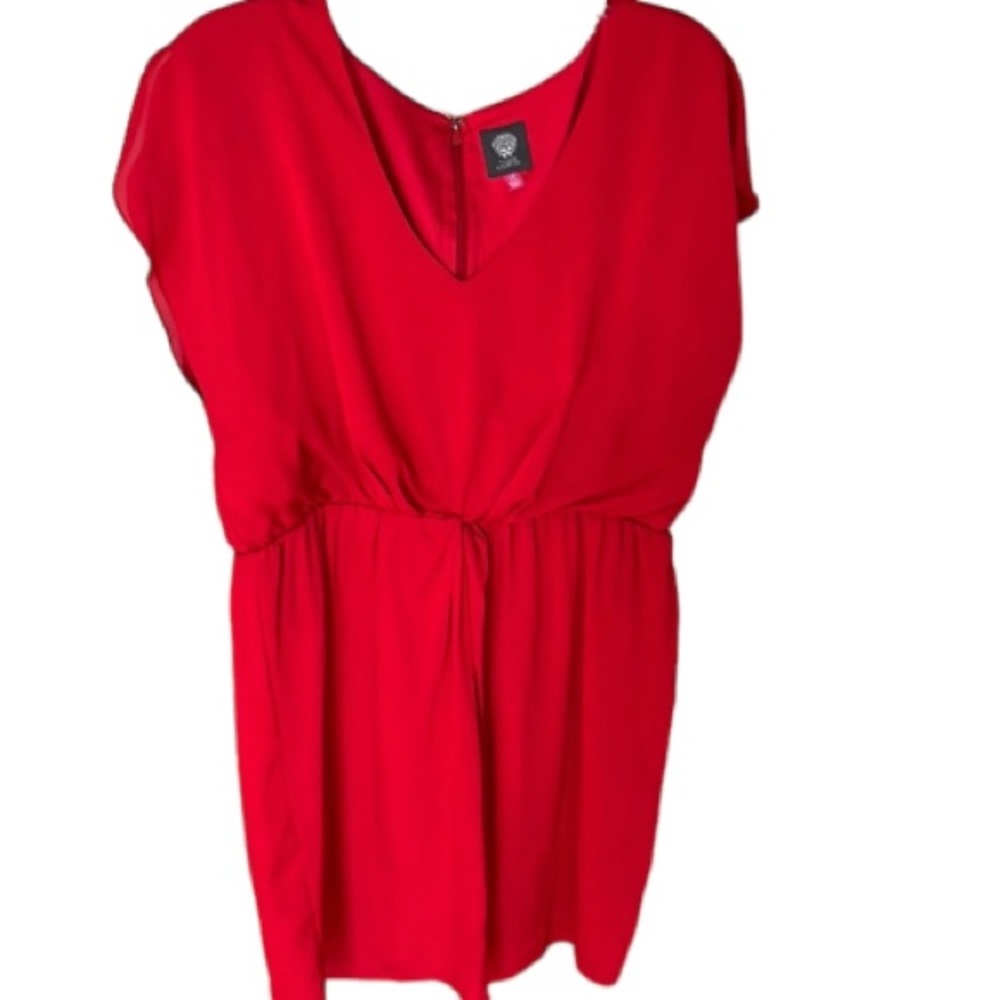 Vince Camuto size 14 red V-neck dress short sleeve with back zip NWOT